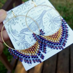SALE!! Lapis Lazuli Fringe Hoop Earrings Issabeau Jewelry Artisan Handmade
